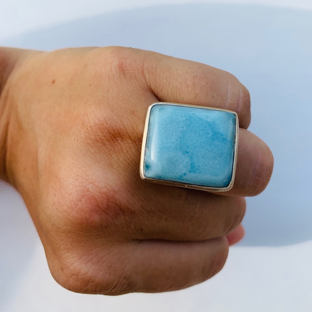 One of a Kind Genuine Larimar Large Statement Ring